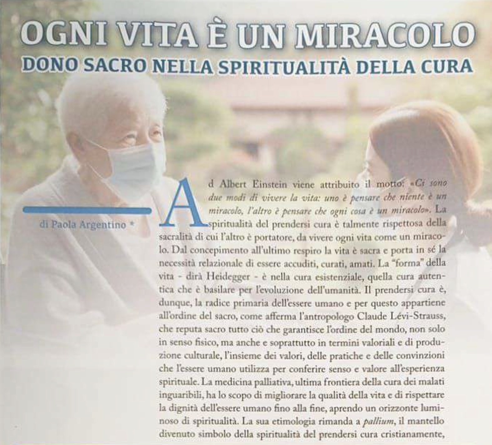 Ogni vita è un miracolo: dono sacro nella spiritualità della cura